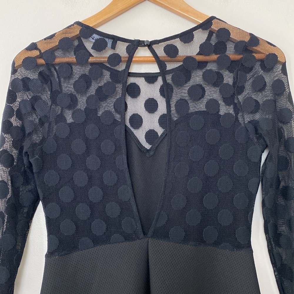 Lulus In Hot Dot-ter Long Sleeve Black Dress - Picture 10 of 11